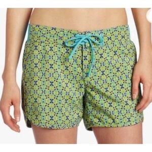 Columbia Women's Size M Yellow Blue Graphic Omni Shield Running‎ Hiking Shorts